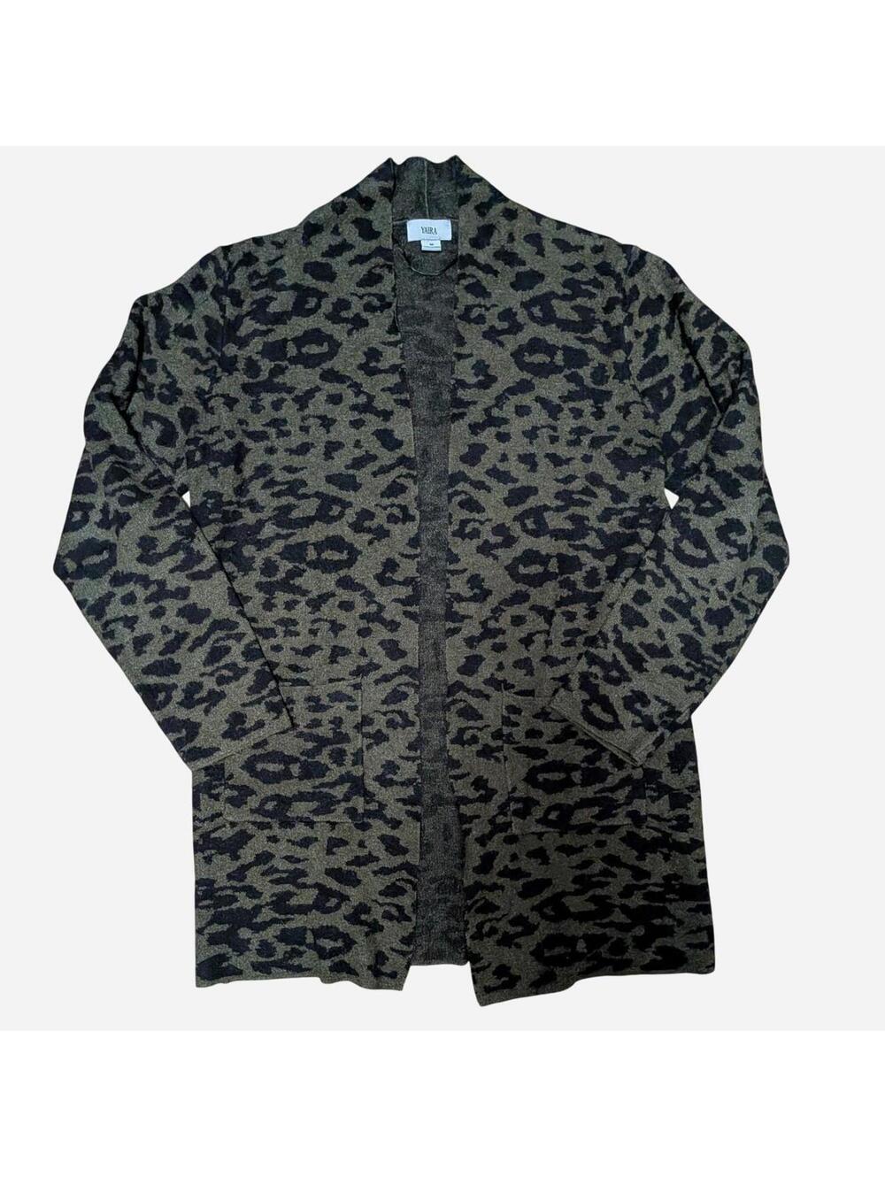 Vintage y2k 2000s Yaira Leopard Knit Longline Cardigan Size M
